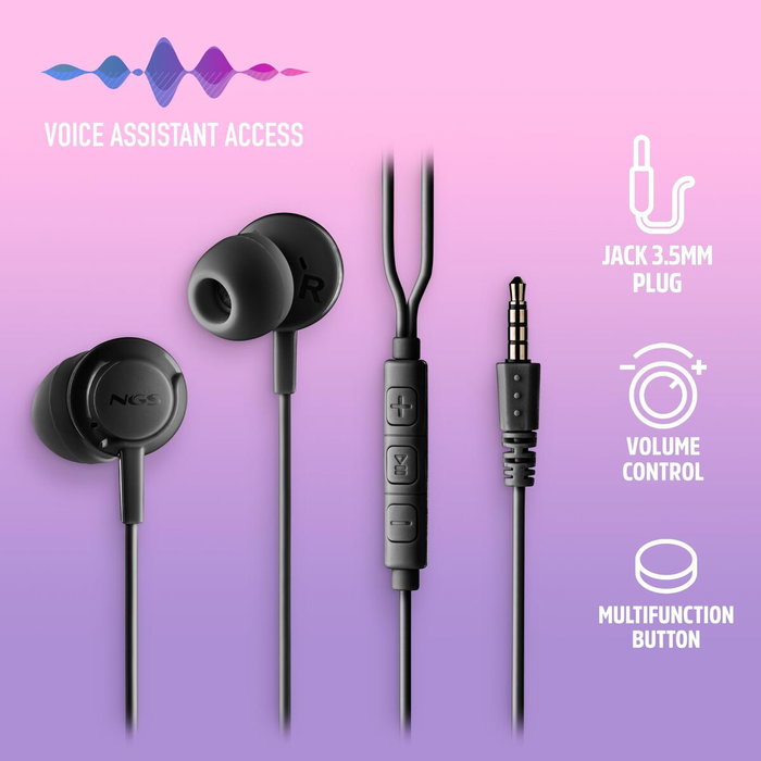 NGS Cross Drift Black Auriculares Intrauditivos con Micrófono