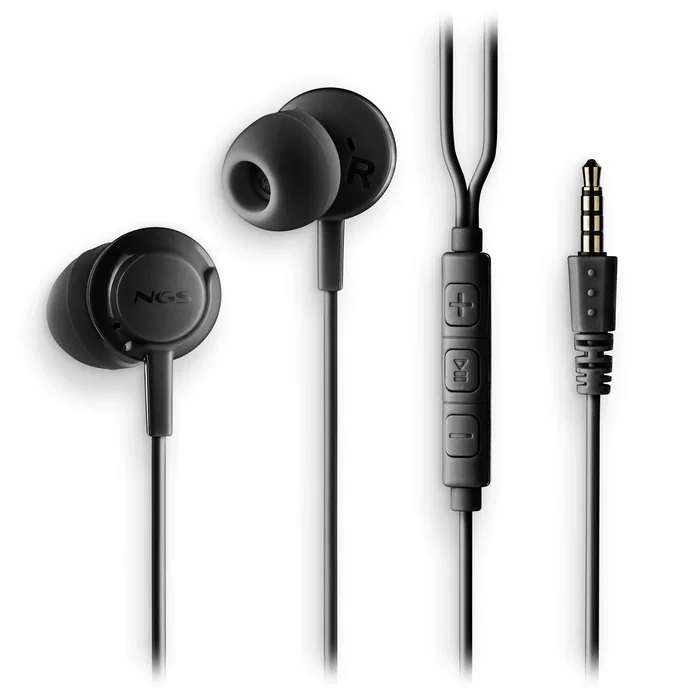 NGS Cross Drift Auriculares intrauditivos con micrófono, control multifunción, cable 1.2m y conector Jack 3.5mm - Negro