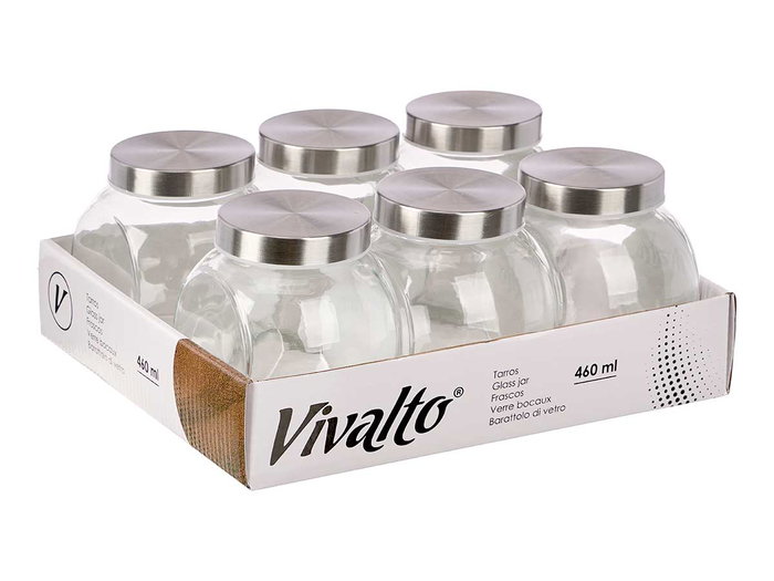 Vivalto Tarro Galletero Inclinable 460 ml, Vidrio Transparente, 10x11x10 cm (36 Unidades)