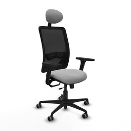 PIQUERAS Y CRESPO Silla de oficina Zulema con mecanismo Sincro/Traslack, Gris claro y Negro