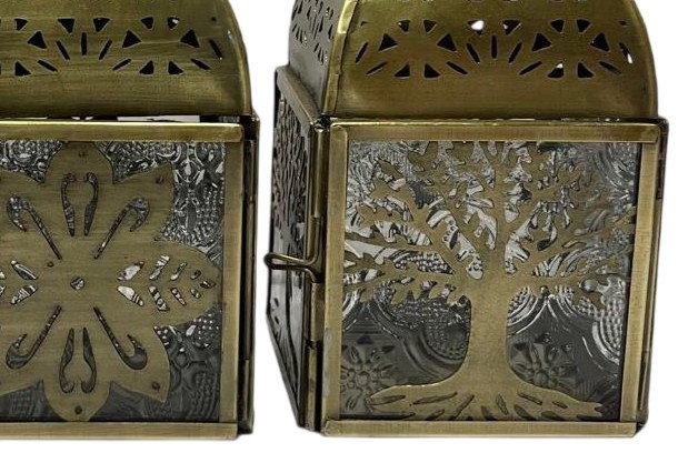 Farola Árabe DKD Home Decor Dorado Latón y Cristal 7 x 17 x 7 cm (6 Unidades)