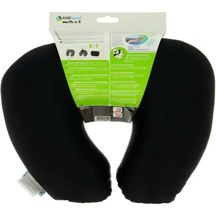 Kine Travel Cojín de Viaje y Nuca 2 en 1, Almohada Extra para Espalda, 37 x 29 x 10 cm, Microperlas, Tela Suave
