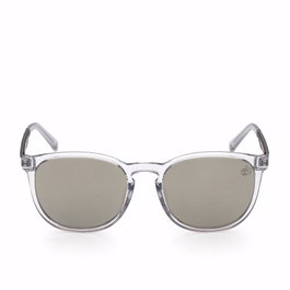 Timberland TB9235 27D - Gafas de Sol para Hombre Polarizadas Redondas, Montura Transparente/Ahumado, Cristal 53 mm, Patilla 145 mm