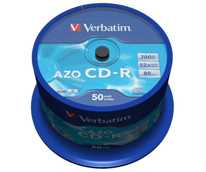 Verbatim CD-R DataLifePlus SuperAzo Crystal 700 MB 52x Spindle 50 unidades