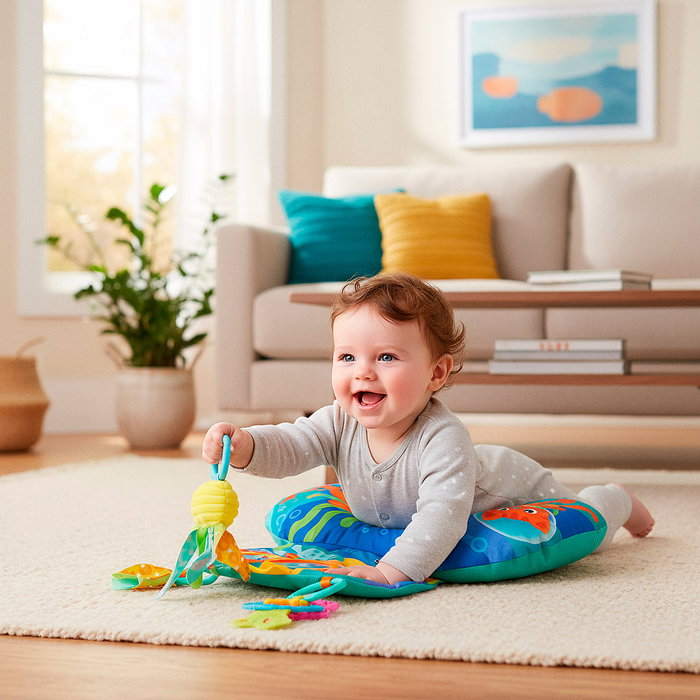 Playgro Almohada Abdominal Ocean Adventure para Bebé en Inglés, Francés, Alemán, Italiano, Portugués, Español Playgro Almohada Abdominal Ocean Adventure para Bebé en Inglés, Francés, Alemán, Italiano, Portugués, Español