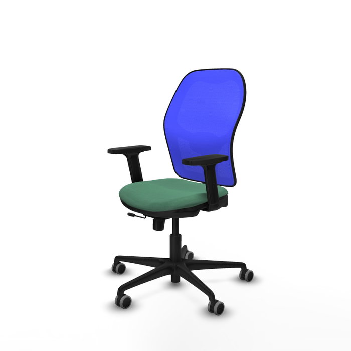 PIQUERAS Y CRESPO Silla de oficina Jorquera con mecanismo Sincro/Traslack Verde esmeralda y Azul