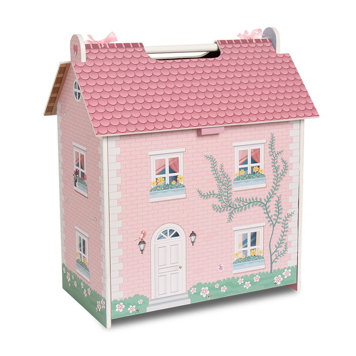 Deqube Casa De Madera De Muñecas Pocket Portátil Con Asa para Guardar y Transportar, Juego para Niños +3 Años