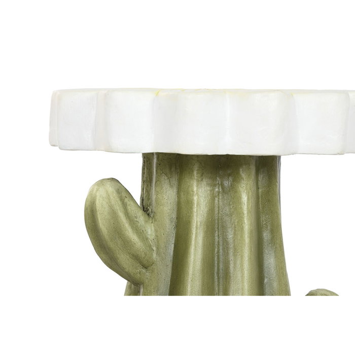 DKD Home Decor Mesita Auxiliar Magnesia con Diseño Floral Blanco y Verde DKD Home Decor Mesita Auxiliar Magnesia con Diseño Floral Blanco y Verde