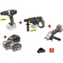 Fartools PACK X-FIT 'BIG WORK' 3 Máquinas 18V + 2 Baterías 18V 3.0Ah: Taladro/destornillador XF-IMPACT2, Martillo perforador XF-HAMMER, Amoladora angular XF-GRINDER