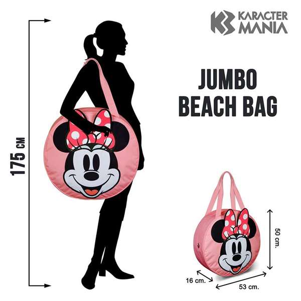 Karactermania Bolsa de Playa Jumbo Minnie Mouse Face, Poliéster, Multicolor, 53 x 16 x 50 cm