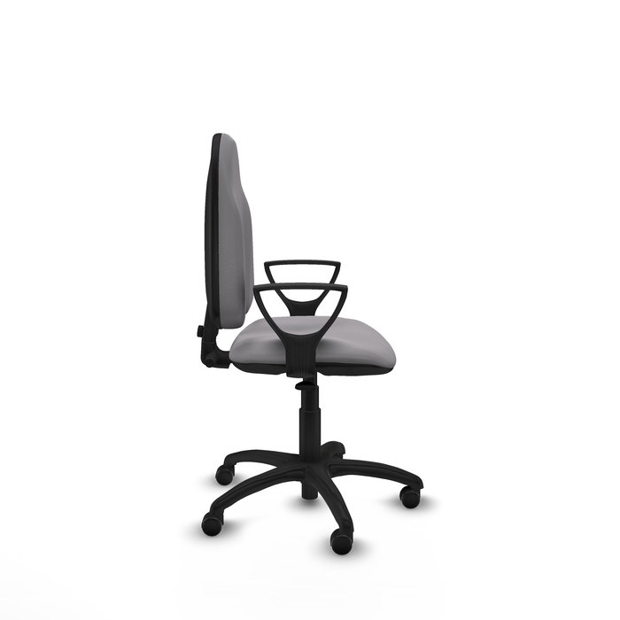 Silla de oficina Algarra con mecanismo Contacto permanente básico tapizada con Similpiel color Gris. Equipada con Base poliamida negra, Brazos fijos y Ruedas autofrenantes Silla de oficina Algarra con mecanismo Contacto permanente básico tapizada con Similpiel color Gris. Equipada con Base poliamida negra, Brazos fijos y Ruedas autofrenantes