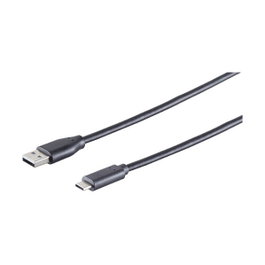 S-Impuls Cable Adaptador USB-A a USB-C, USB 2.0, 3m, Negro