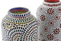DKD Home Decor Lámpara de Sobremesa de Cristal con Mosaico de Flores, Multicolor y Blanco