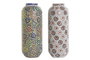 DKD Home Decor Lámpara de Sobremesa de Cristal con Mosaico de Flores, Multicolor y Blanco