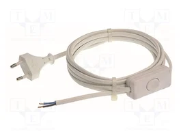AS SCHWABE Cable de alimentación H03VVH2-F 2x0,75mm2 con interruptor, 3m