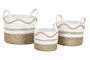 DKD Home Decor Cesta Boho Blanco Natural Seagrass Algodon 30 x 30 x 30 cm Set de 3