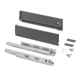 Emuca Cajón exterior Vertex con regulación 3D de altura 131mm, 40kg, profundidad 450mm, Acero, Gris antracita