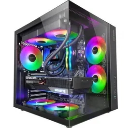 Mars Gaming Caja Gaming Semitorre MCV-ONE ATX Compacta con Doble Cristal Templado, Ventilador FRGB 120mm y Estructura Doble Cámara, Compatible con Refrigeración Líquida