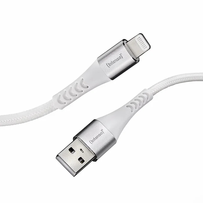 Intenso Cable USB-A a Lightning 1.5m 7902102 para iPhone/iPad - Cable de Nylon Trenzado, 480 Mbit/s, 12W, Blanco