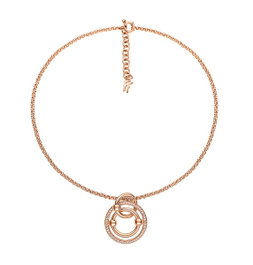 Folli Follie Collar con Baño de Plata y Detalles Rosa
