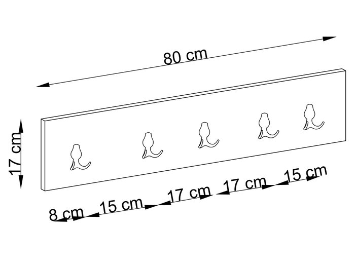 Hanah Home Gancho de Pared Blanco, 80 cm ancho x 17 cm alto x 1.8 cm profundidad, Tablero de Partículas Melamina Hanah Home Gancho de Pared Blanco, 80 cm ancho x 17 cm alto x 1.8 cm profundidad, Tablero de Partículas Melamina