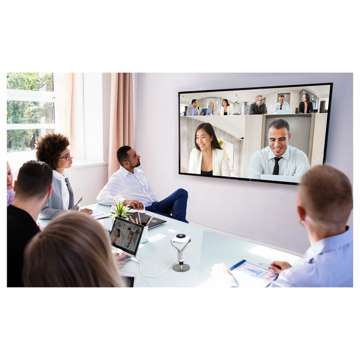 J5CREATE JVCU360-N Cámara Web 360 Grados Full HD 1080p, 2.07 MP, USB, Ángulo de Visión Ajustable, Plug and Play, Color Negro/Blanco