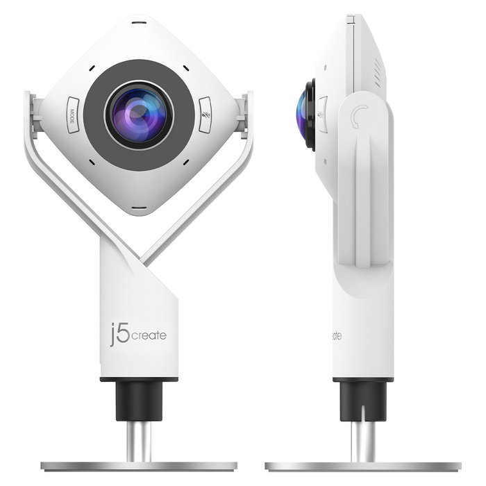 J5CREATE JVCU360-N Cámara Web 360 Grados Full HD 1080p, 2.07 MP, USB, Ángulo de Visión Ajustable, Plug and Play, Color Negro/Blanco