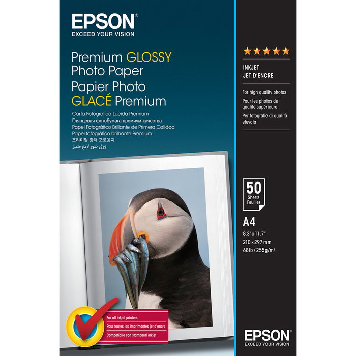 Epson Premium Glossy Photo Paper A4, 50 Hojas, 255 g/m² Epson Premium Glossy Photo Paper A4, 50 Hojas, 255 g/m²