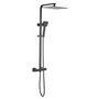Oceanic Columna de Ducha Termostática Mezclador 38°C Rociador Cuadrado Extraplano 30x30 cm Negro Mate Acero Inox Regulable