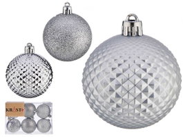 KRIST+ Set de 6 Bolas de Navidad Plata 6cm PVC
