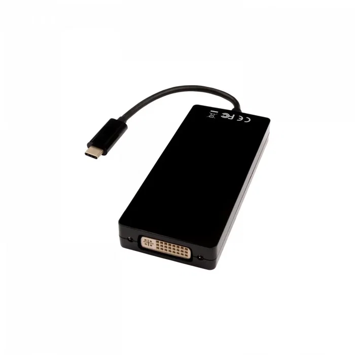 V7 V7UC-DPHDVGADVI-BLK Adaptador USB-C a DisplayPort 1.2, HDMI 1.4, DVI, VGA - 4K UHD 60Hz - Para Mac/PC - Negro