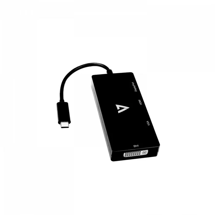 V7 Adaptador gráfico USB Tipo C con HDMI, DVI, DisplayPort y VGA Negro V7 Adaptador gráfico USB Tipo C con HDMI, DVI, DisplayPort y VGA Negro