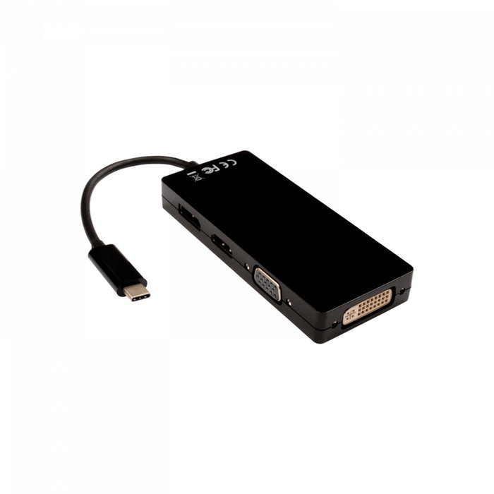 V7 Adaptador gráfico USB Tipo C con HDMI, DVI, DisplayPort y VGA Negro V7 Adaptador gráfico USB Tipo C con HDMI, DVI, DisplayPort y VGA Negro