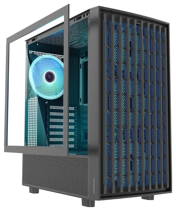 Modecom Breeze ARGB Flow, chasis torre media ATX, cristal templado, 4 ventiladores ARGB 140 mm, negro