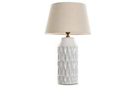 DKD Home Decor Lámpara de Sobremesa de Porcelana y Algodón Blanco 40x40x69 cm