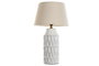DKD Home Decor Lámpara de Sobremesa de Porcelana y Algodón Blanco 40x40x69 cm