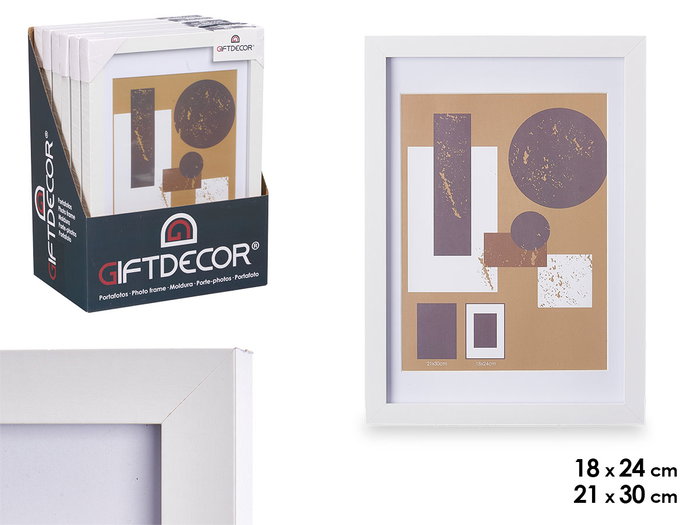 GIFTDECOR Portafotos de pared con paspartú 18x24cm Blanco GIFTDECOR Portafotos de pared con paspartú 18x24cm Blanco