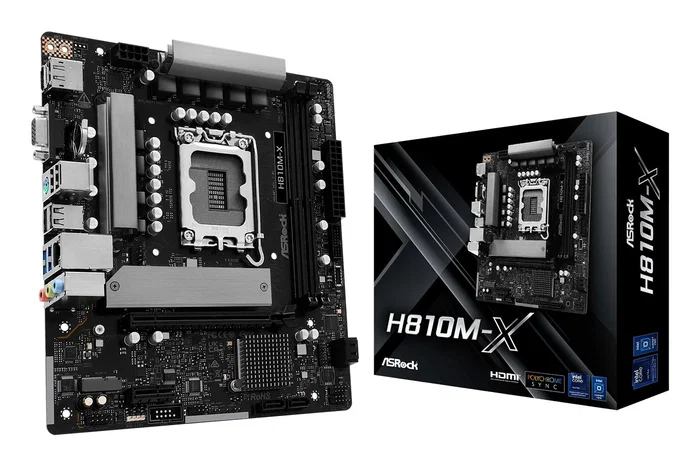 ASRock Placa base H810M-X - Chipset Intel H810, Socket LGA 1851 (V1) para Intel Core Ultra (Serie 2), microATX, DDR5 hasta 128GB, Audio 7.1, Ethernet 2.5Gb