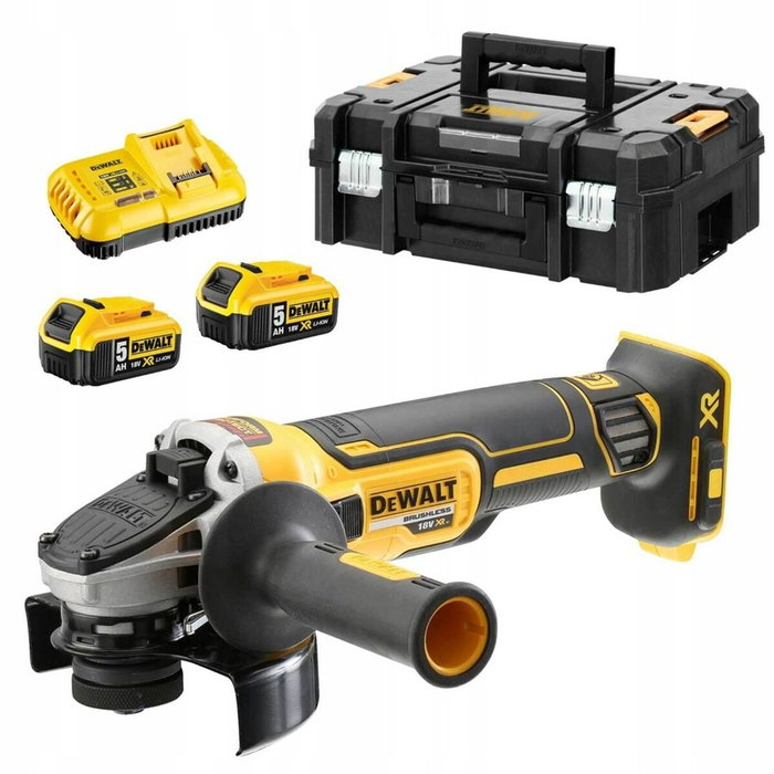 Dewalt Amoladora mini brushless XR 18V 125 mm con 2 baterías 5Ah y maletín TSTAK II