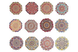 DKD Home Decor Posavasos Indio Mandala Multicolor Dolomita Corcho 72 Unidades 10.8 x 10.8 x 0.7 cm