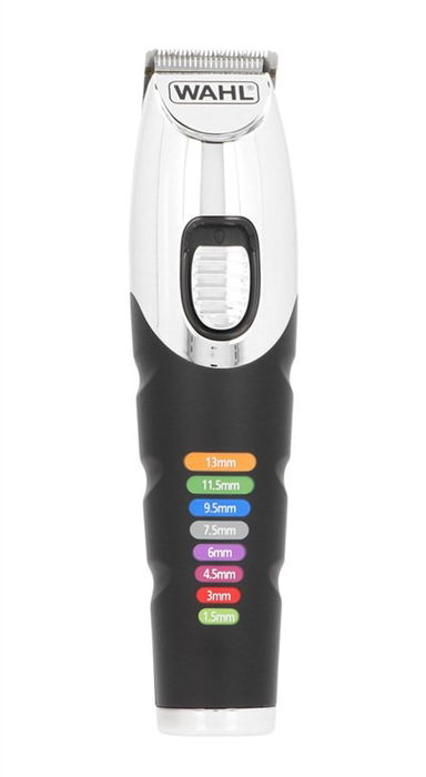 Wahl 09893-0443 Cortapelos para Barba, Batería de Litio 240 min, 8 Peines Guía, Carga Rápida, 1.5-13mm, Cuchillas de Precisión