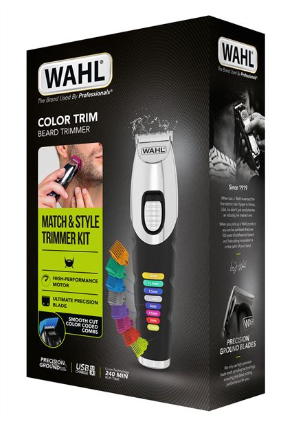 Wahl 09893-0443 Cortapelos para Barba, Batería de Litio 240 min, 8 Peines Guía, Carga Rápida, 1.5-13mm, Cuchillas de Precisión