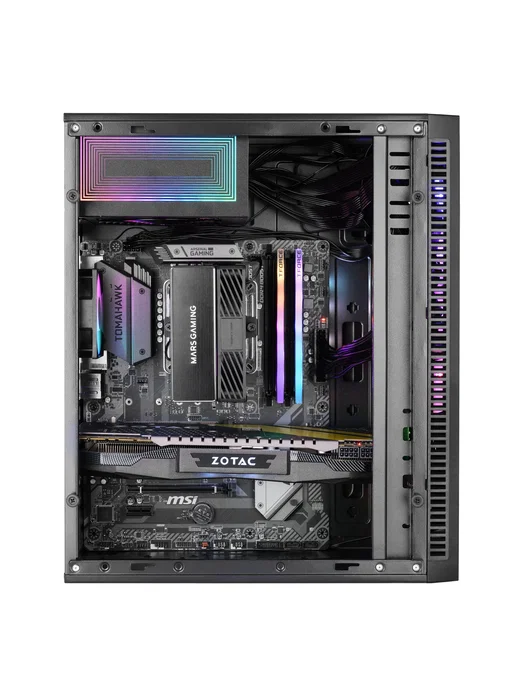 Mars Gaming MC-Blaze Caja Gaming PC Midi Tower Negro con Tira LED Frontal y Ventana Lateral, Compatible con Placas ATX, Micro-ATX, Mini-ITX