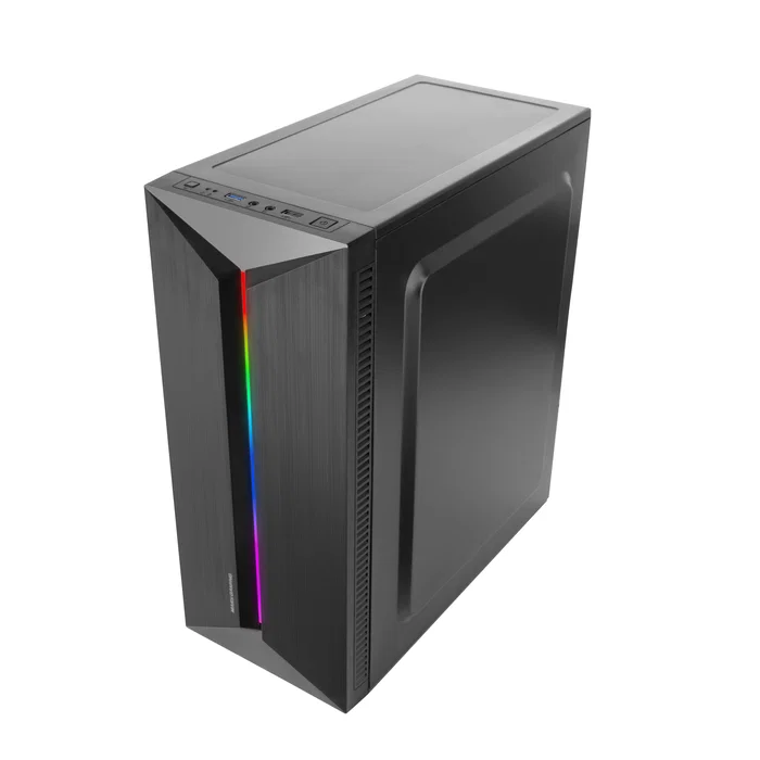 Mars Gaming MC-Blaze Caja Gaming PC Midi Tower Negro con Tira LED Frontal y Ventana Lateral, Compatible con Placas ATX, Micro-ATX, Mini-ITX