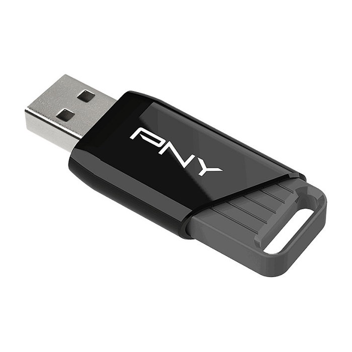 PNY Attach X USB 3.2 Gen 1 64 GB Memoria USB Negro de Alta Velocidad, 130 MB/s, Deslizable con Llavero, Compatible Plug and Play