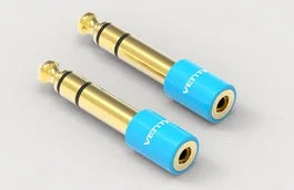 Vention VAB-S01-L Adaptador de Audio Jack 6.5 mm (6.35) Macho a 3.5 mm Hembra, Chapado en Oro, Color Azul