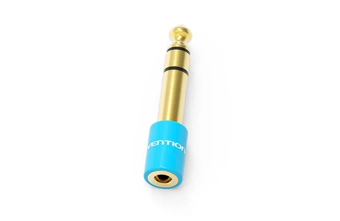 Vention VAB-S01-L Adaptador de Audio Jack 6.5 mm (6.35) Macho a 3.5 mm Hembra, Chapado en Oro, Color Azul