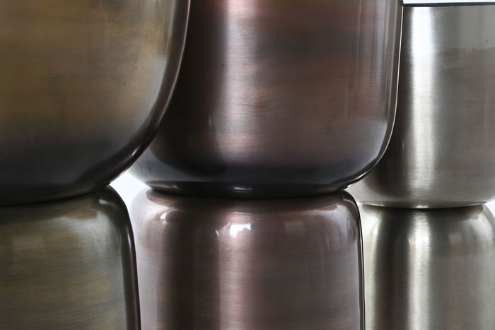 DKD Home Decor Macetero Moderno Fashion golden 23 Dorado Cobrizo Metal Set de 3 Piezas 40 x 40 x 62 cm