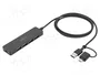 Digitus Hub USB 3.0 Slim 4-Port con Adaptador USB-C, 1,2m