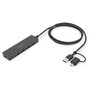 Digitus Hub USB 3.0 Slim 4-Port con Adaptador USB-C, 1,2m